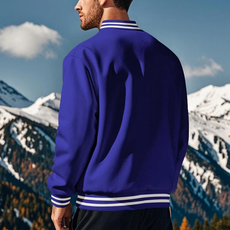 Men's Casal Stand Collar Fleece Sports Baseball Jacket - Image 7
