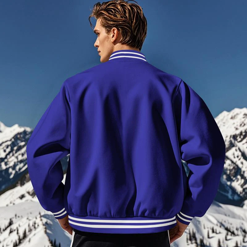 Men's Casal Stand Collar Fleece Sports Baseball Jacket - Image 8