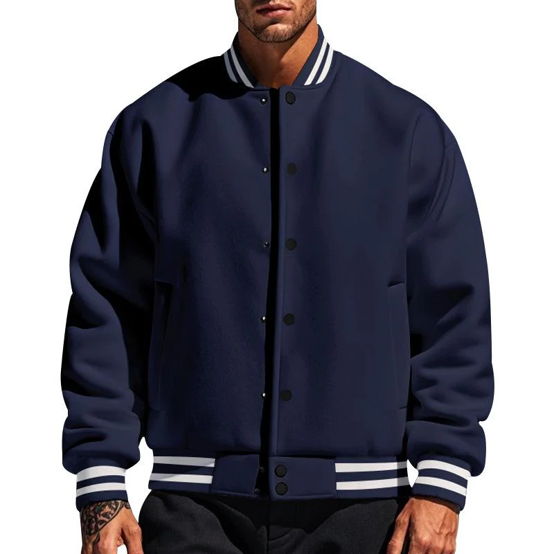 Men's Casal Stand Collar Fleece Sports Baseball Jacket - Image 9