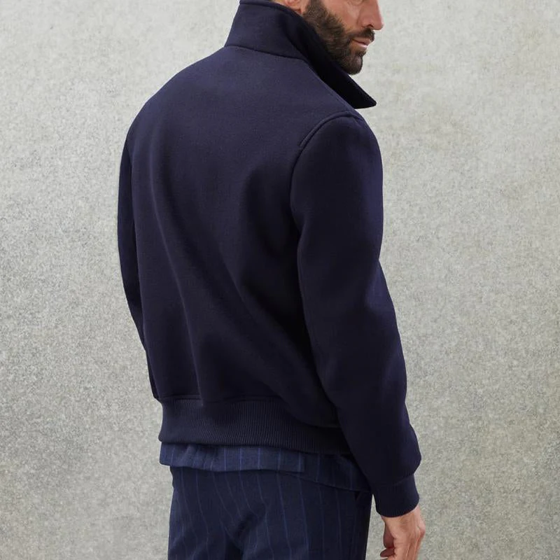Men's Casal Stand Collar Wool Blend Single Breasted Bomber Jacket - Image 2
