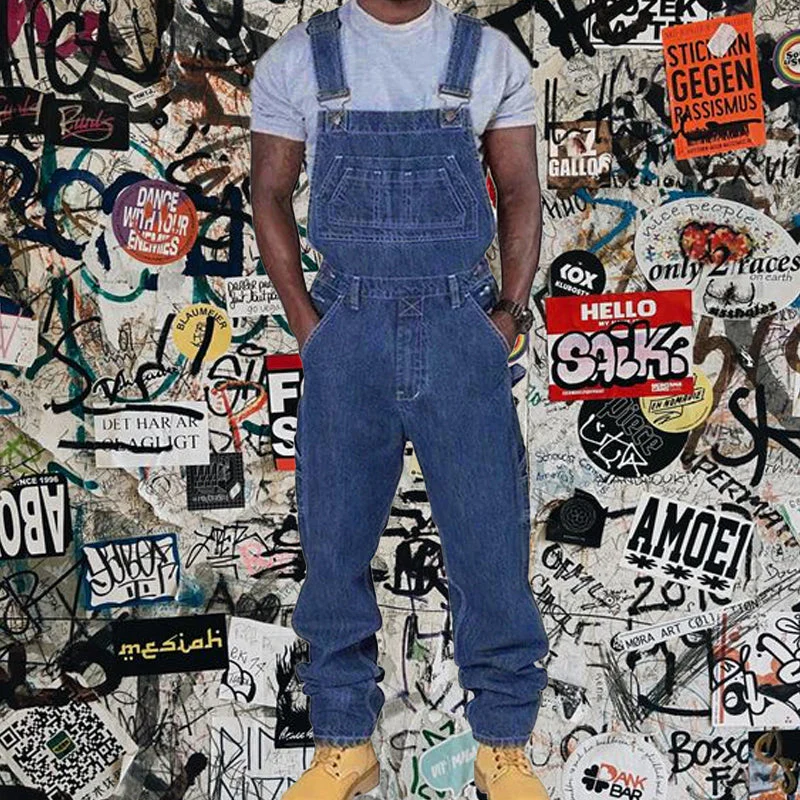 Men's Casual Washed Denim Multi-pocket Loose Overalls - Image 6