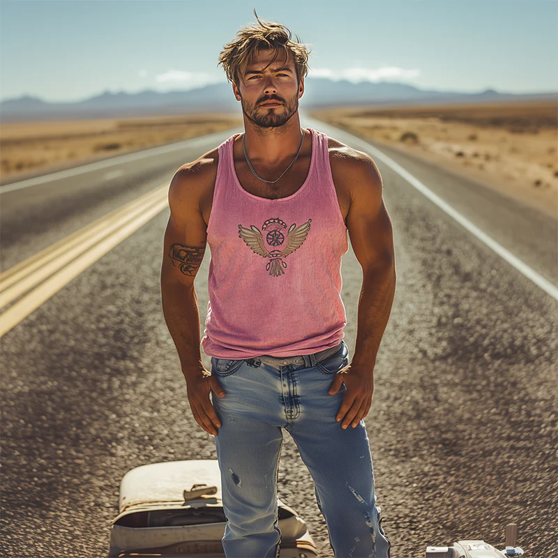 Men's Classic Casal American Retro Embroiderednit Striped Tank p - Image 3