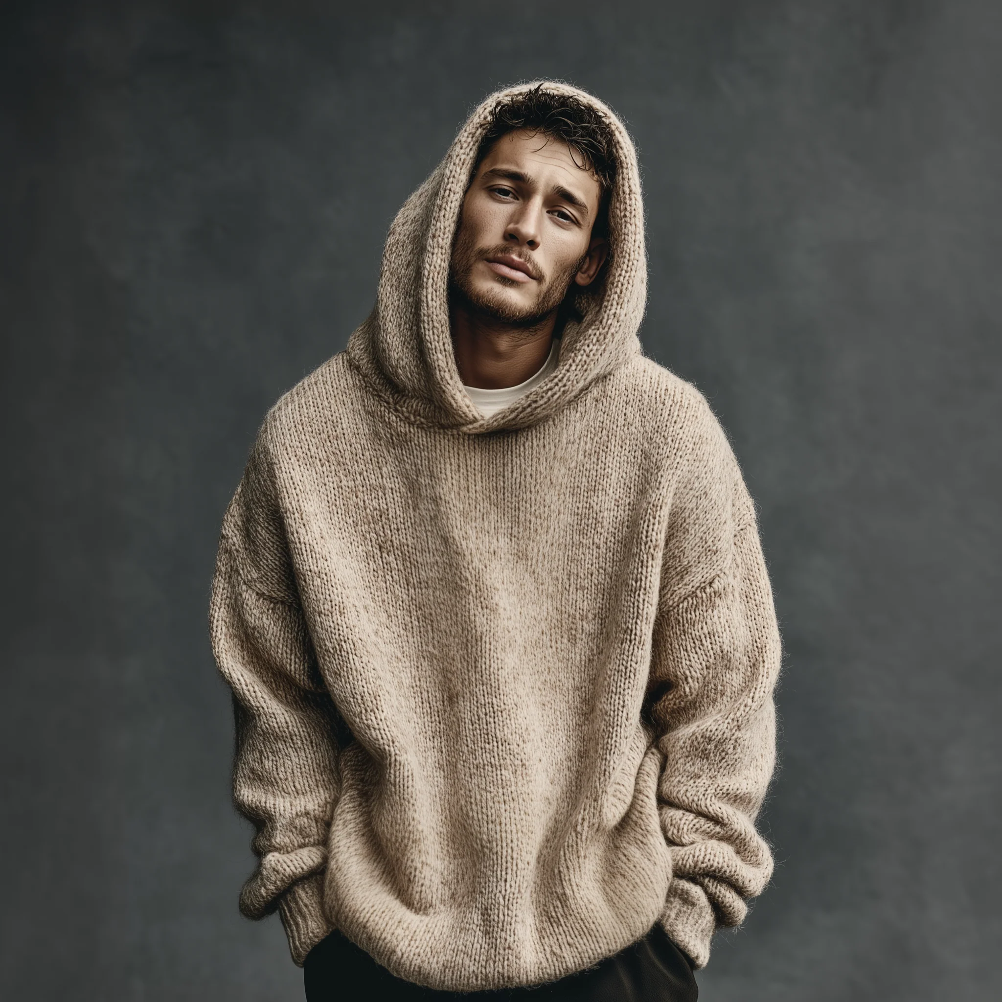 Men's Classic Casal Hooded Loose Sweater - Image 2