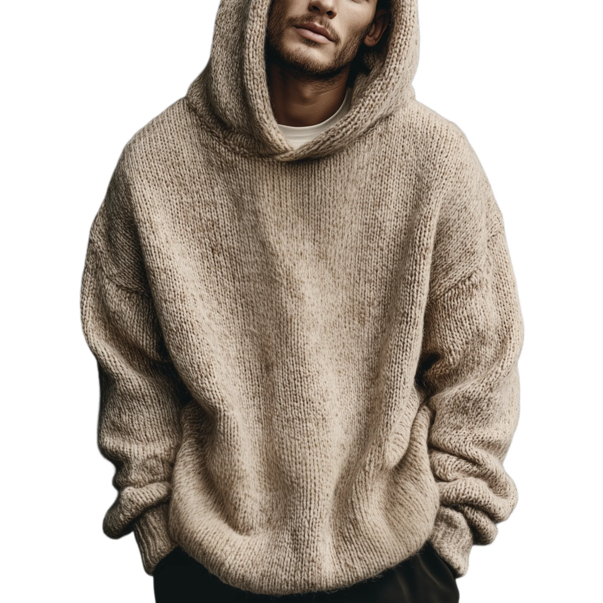Men's Classic Casal Hooded Loose Sweater - Image 5