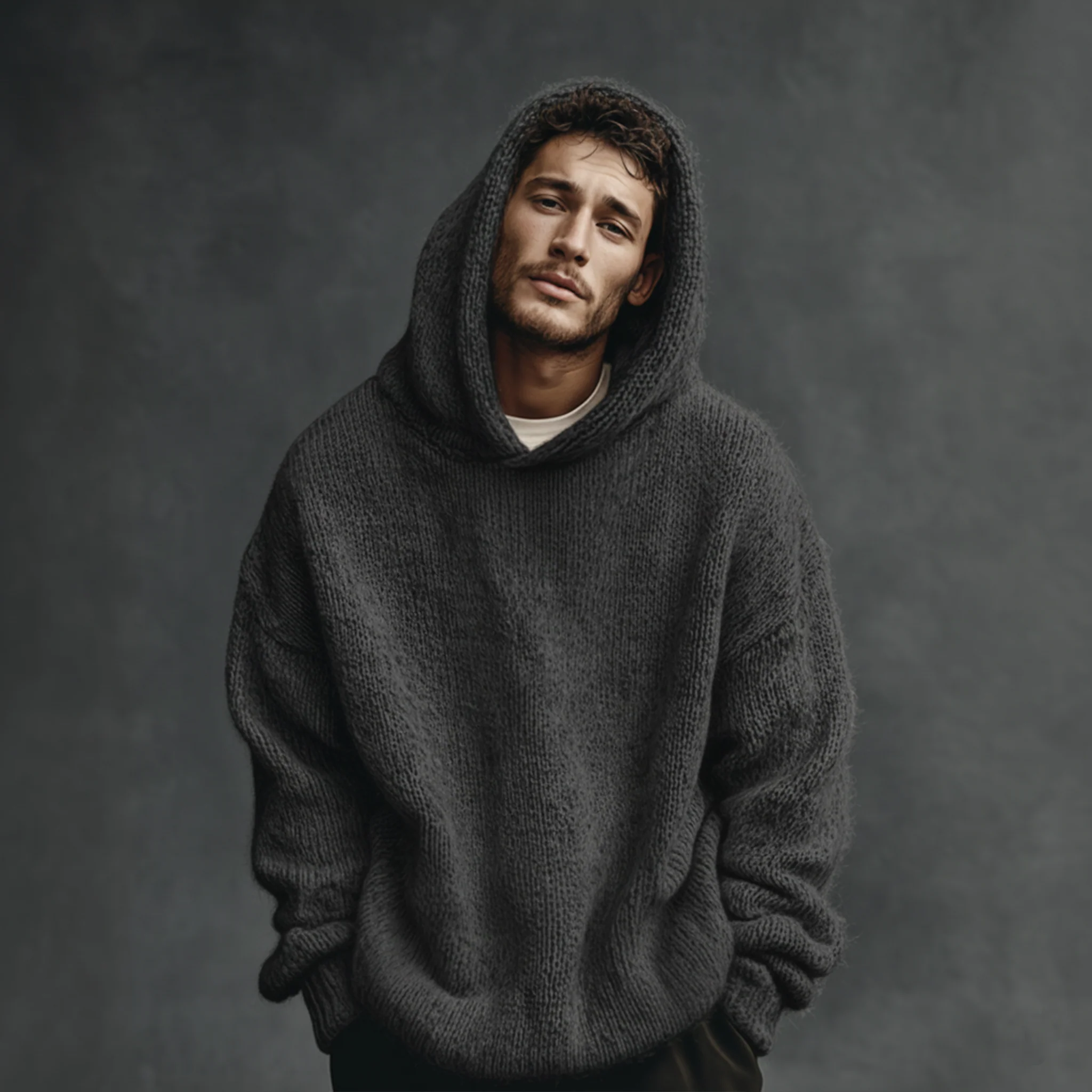 Men's Classic Casal Hooded Loose Sweater - Image 6