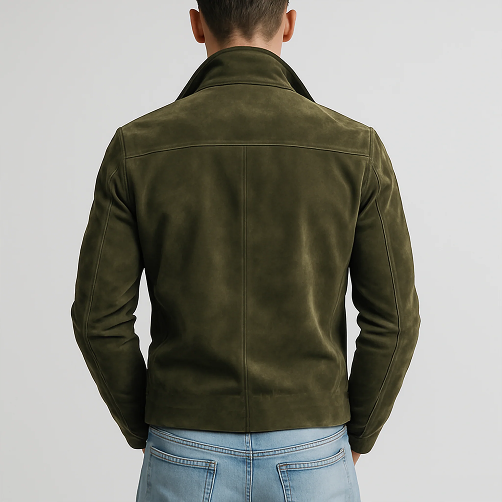 Men's Classic Casal Lapel Sede Doble Breasted JacketK - Image 3