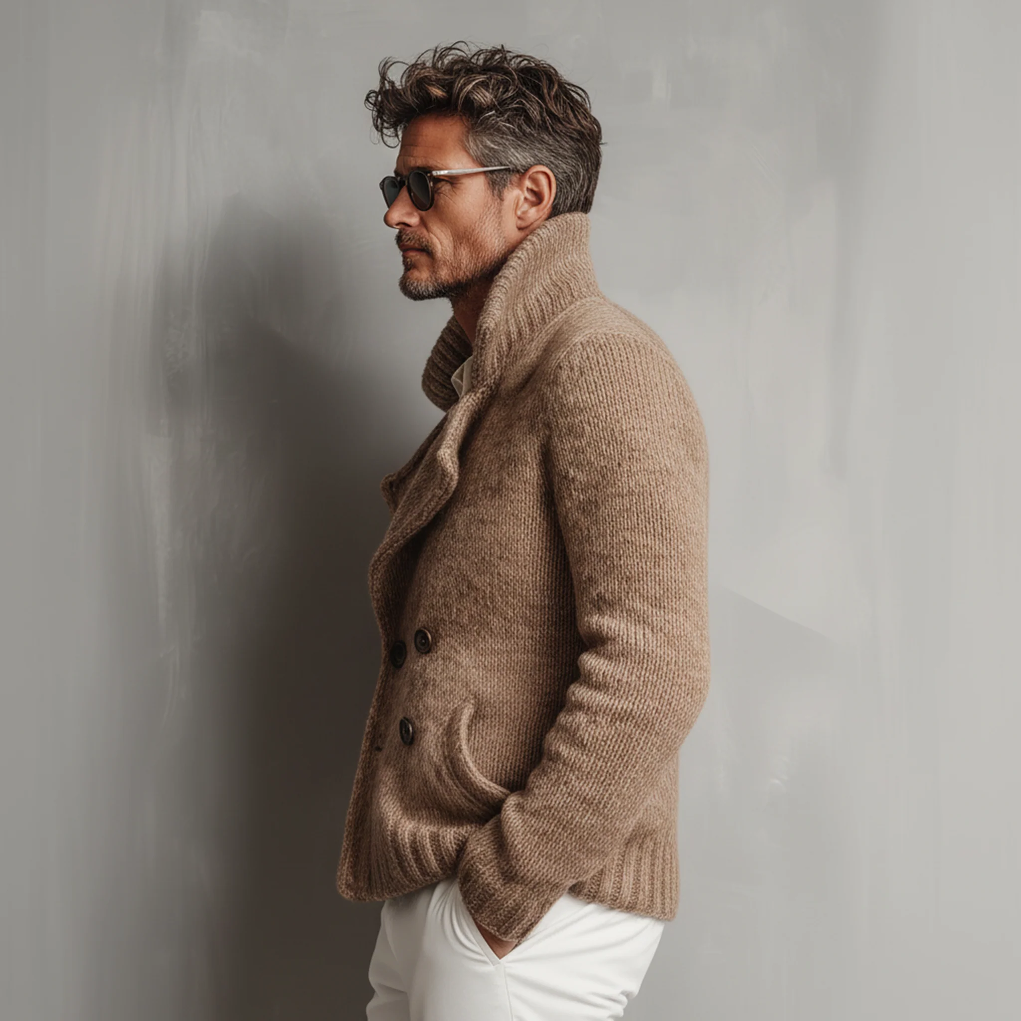 Men's Classic Retro gh Style Doble-breasted Lapelnitted Cardigan - Image 3