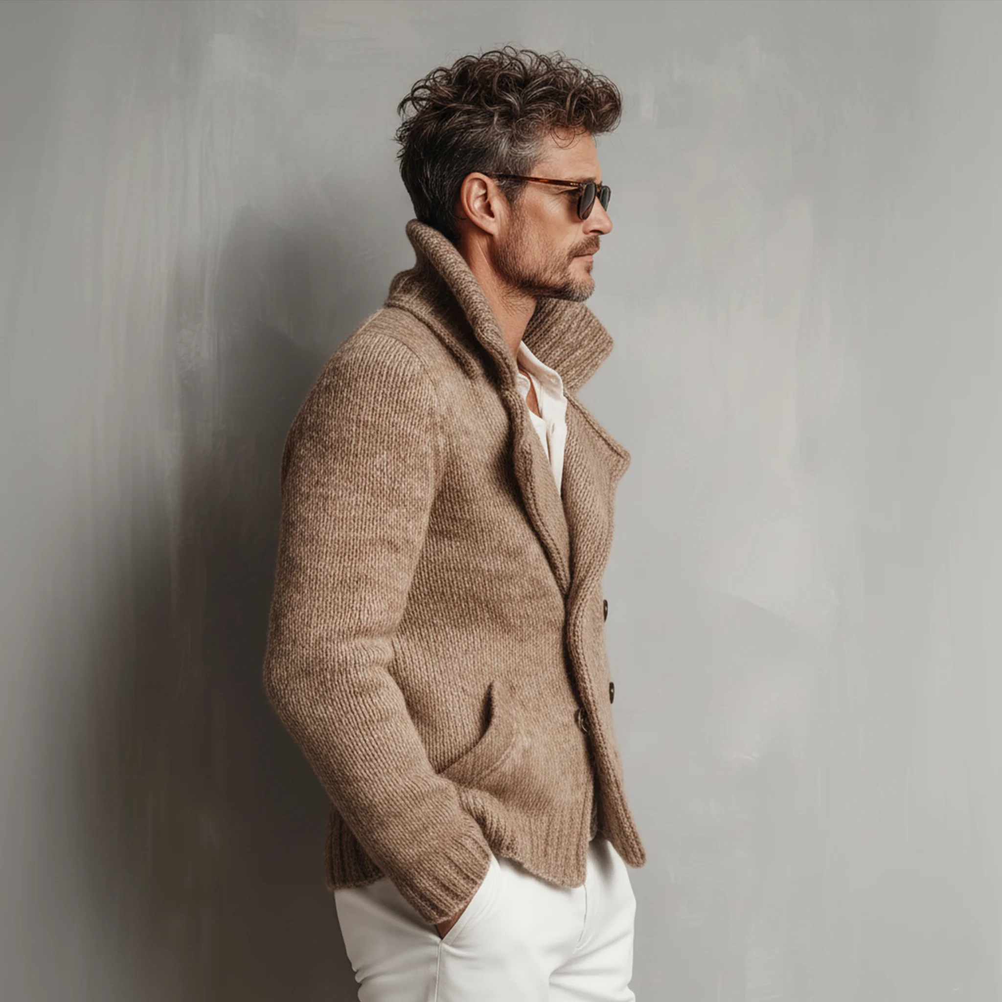 Men's Classic Retro gh Style Doble-breasted Lapelnitted Cardigan - Image 5
