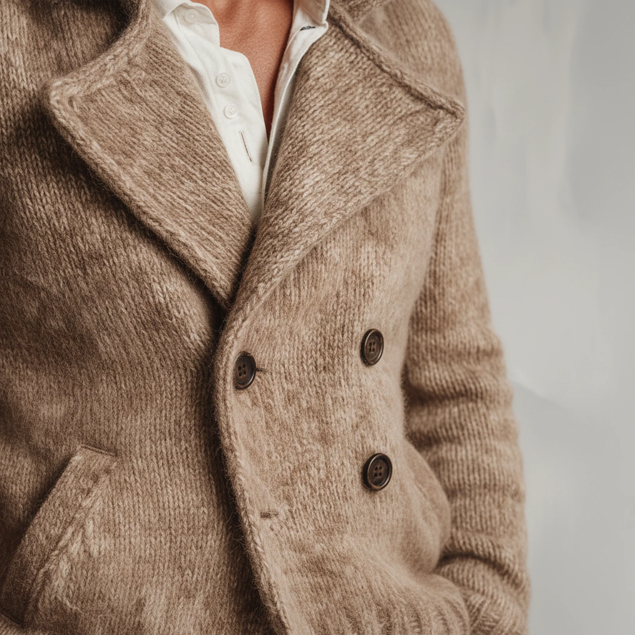 Men's Classic Retro gh Style Doble-breasted Lapelnitted Cardigan - Image 7