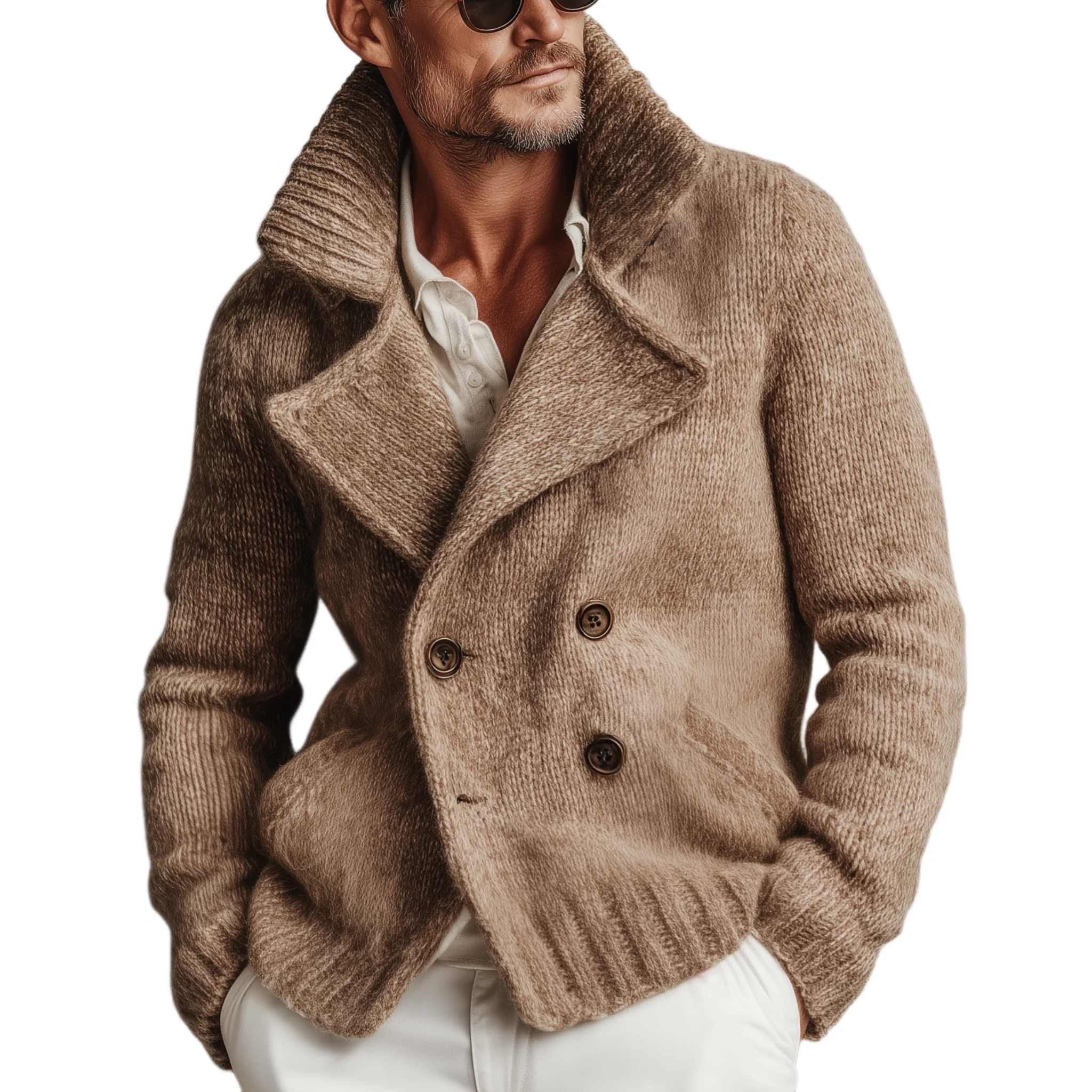 Men's Classic Retro gh Style Doble-breasted Lapelnitted Cardigan - Image 8