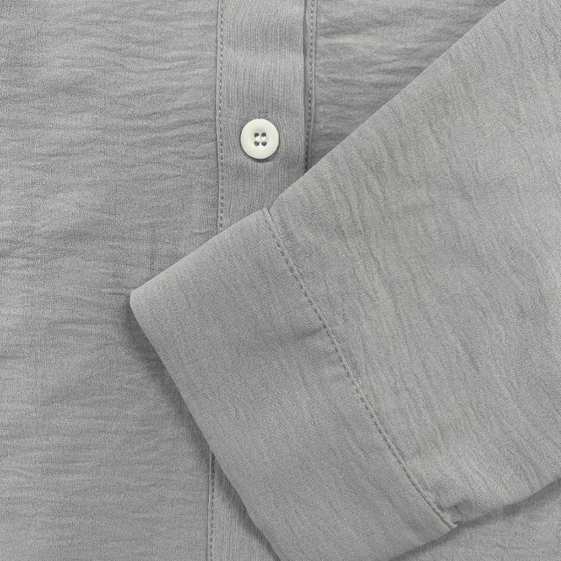 Men's Cotn and Linen Casal Solid Color Lapel Shirt - Image 2