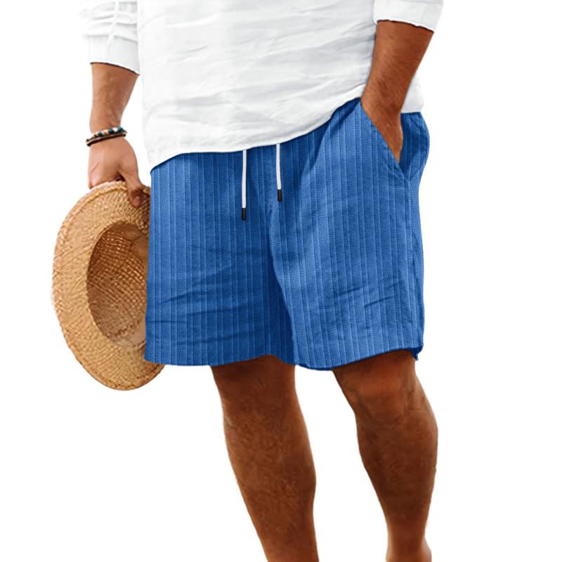 Men's Cotn Blend Striped Beach Drawstring Shorts - Image 4