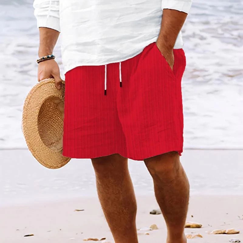 Men's Cotn Blend Striped Beach Drawstring Shorts - Image 6