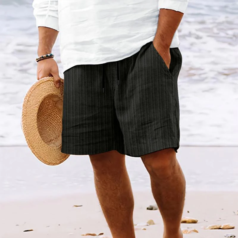 Men's Cotn Blend Striped Beach Drawstring Shorts - Image 9