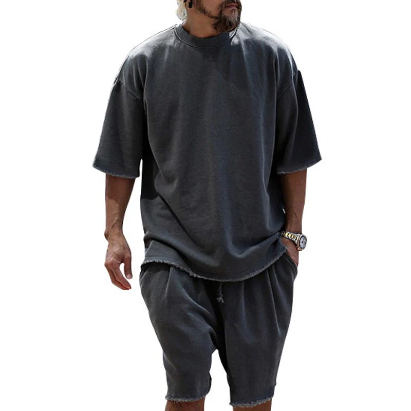 Men's Fashion Loose Short Sleeve T-shirt and Shorts Set - Image 11