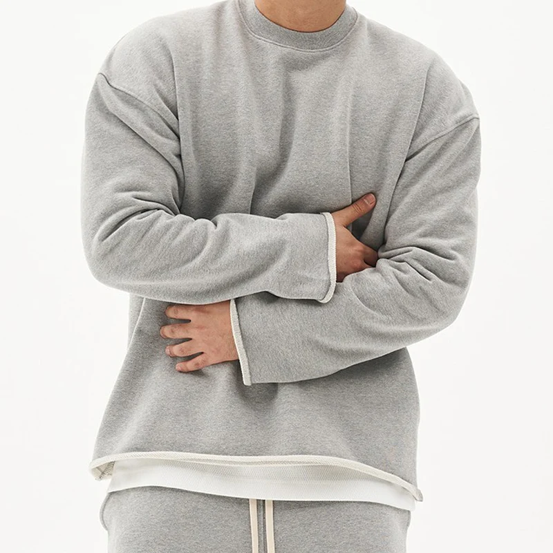 Men's Fashion Solid Color Loose Fit Sweatshirt - Image 4