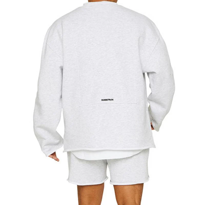 Men's Fashion Solid Color Loose Rolled Sweatshirt Shorts Set - Image 13