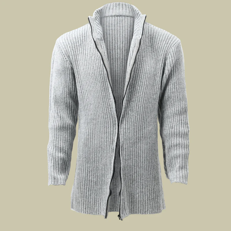 Men's Fashion Stand Collar Solid Striped Long Sleeve Mid-length Knit Cardigan - Image 2