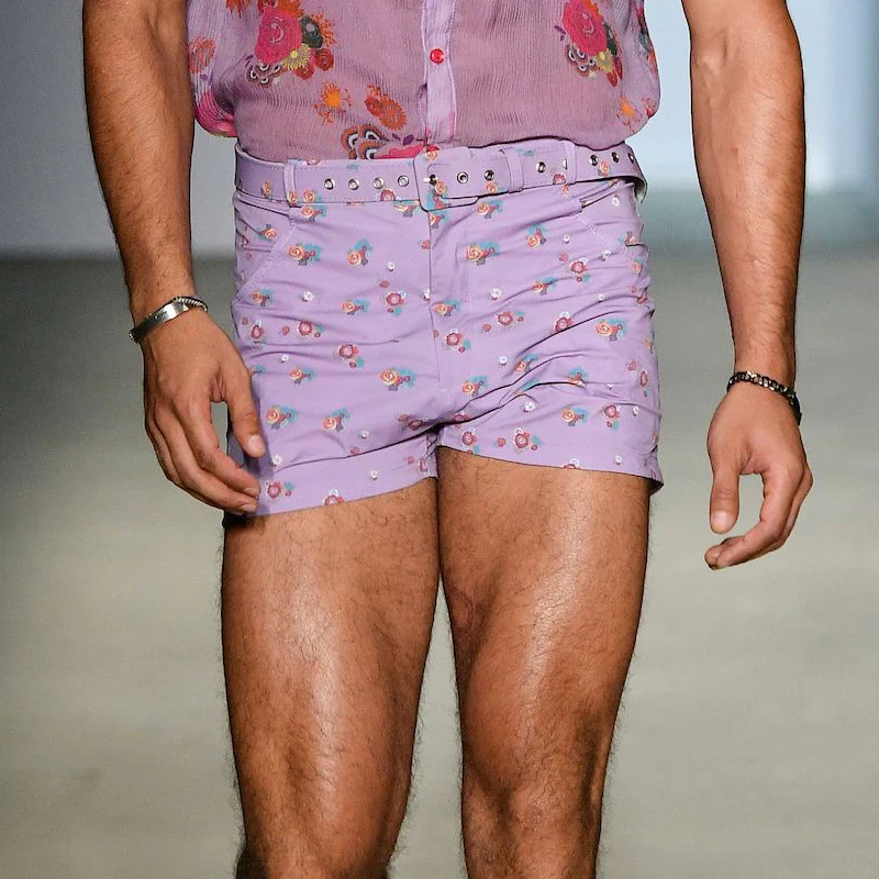 Men's Floral Print Straight Casal Shorts (Withot Belt) - Image 3