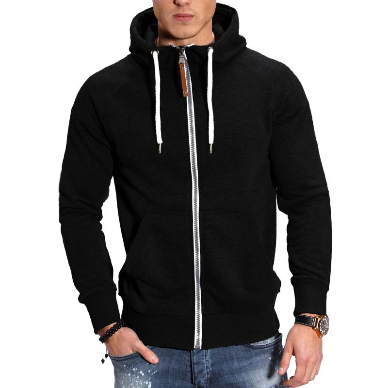 Men's Hooded Raglan Sleeveipper Sports Casal Jacket - Image 5