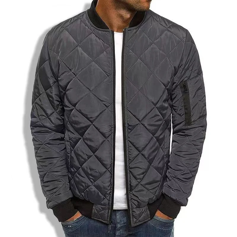 Men's Padded Stand Collar Solid Color Thermal Padded Jacket - Image 12