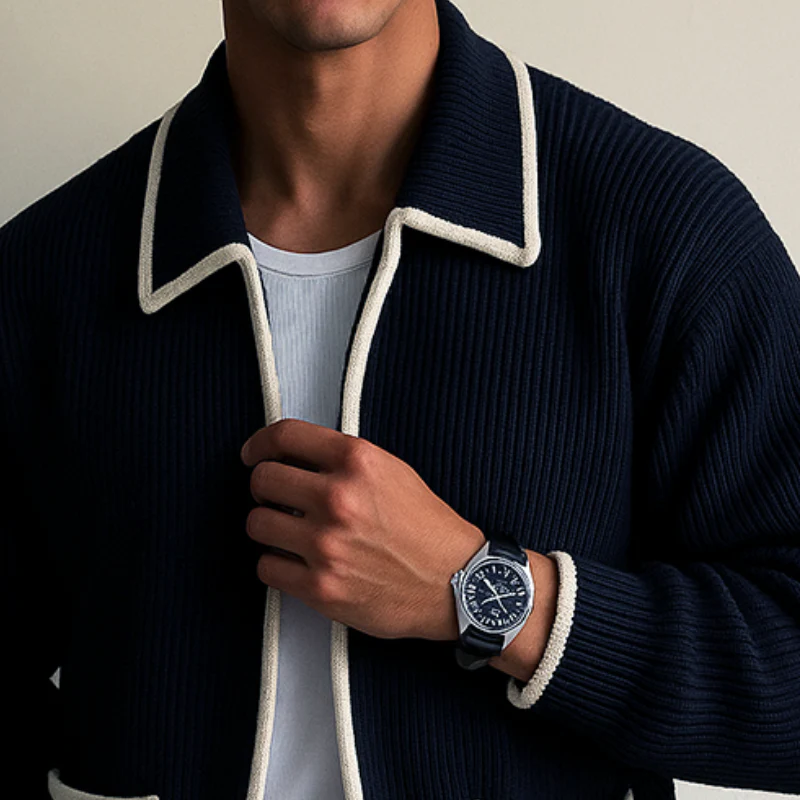 Men's Retro Casal Cablenitipper Sweater Cardigan - Image 2