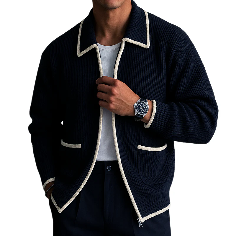 Men's Retro Casal Cablenitipper Sweater Cardigan - Image 3