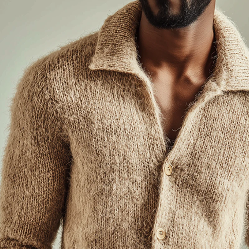 Men's Retro Casalnitted Lapel Sweater Cardigan - Image 3