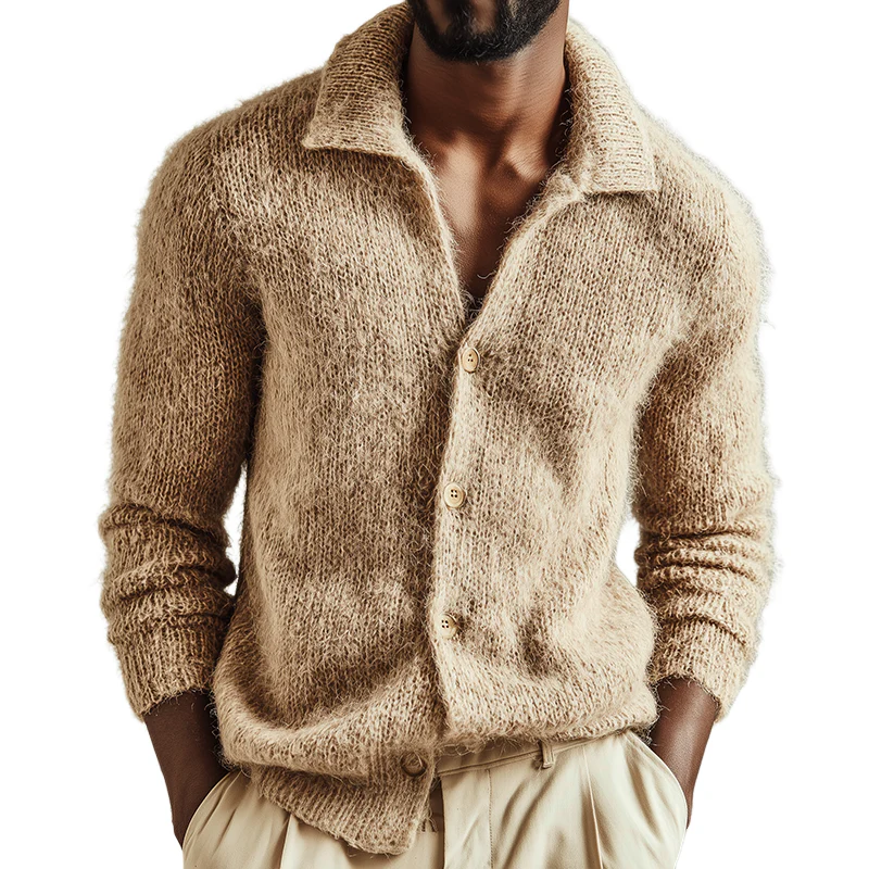 Men's Retro Casalnitted Lapel Sweater Cardigan - Image 4