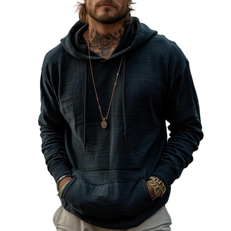 Men's Retro Solidangaroo Pocket Hoodie - Image 3