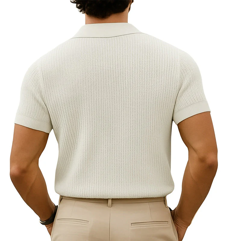 Men's Smmer Classicnitted Breathable V Neck T-Shirt - Image 2