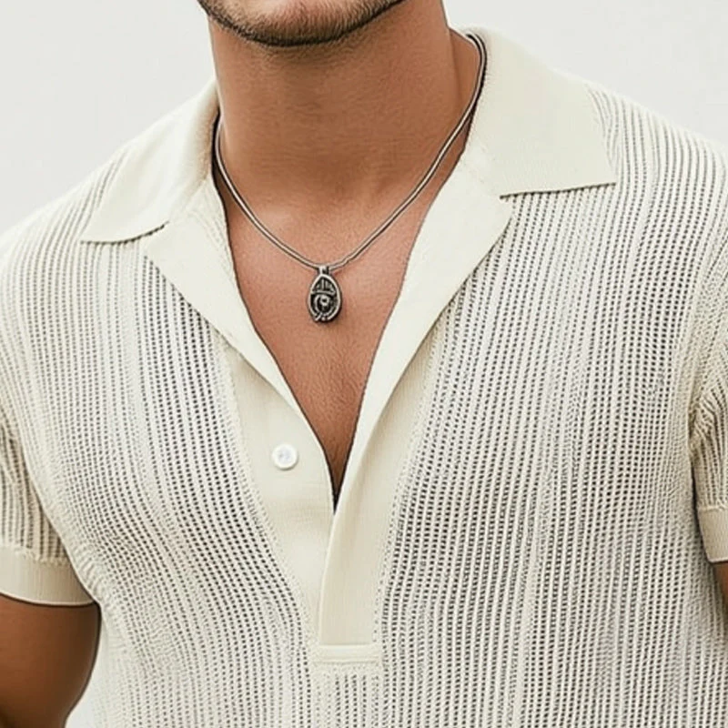 Men's Smmer Classicnitted Breathable V Neck T-Shirt - Image 4