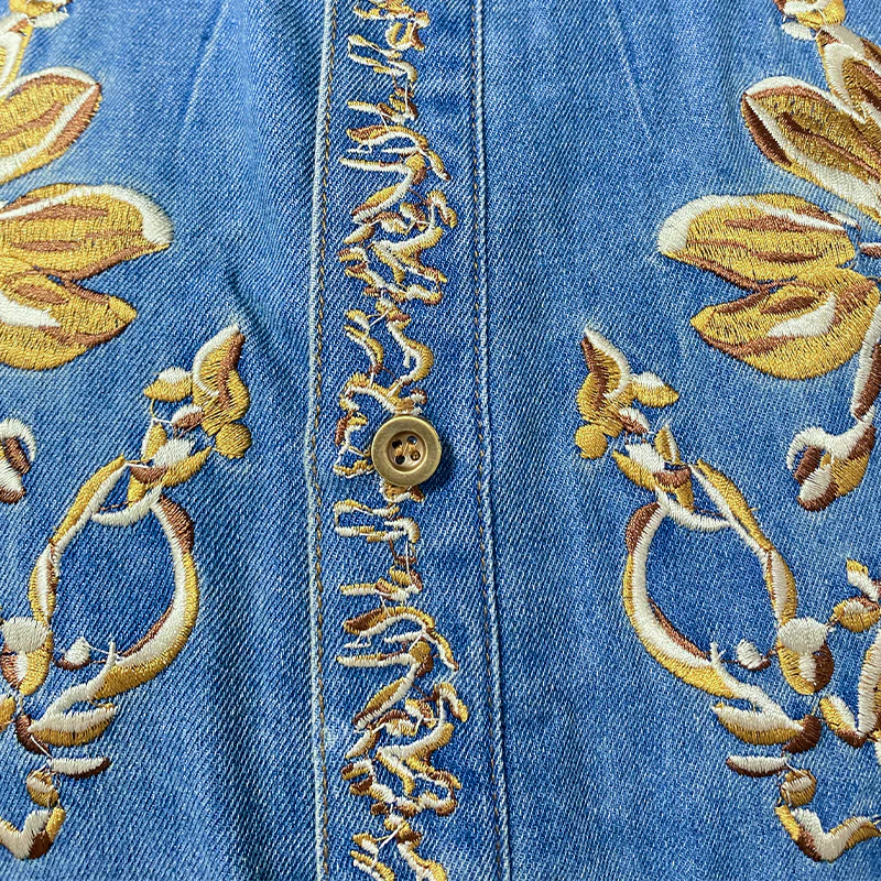 Men's Smmer Fashion Casal Classic Western Style Tencel DeniEmbroidered Jmpsit - Image 7