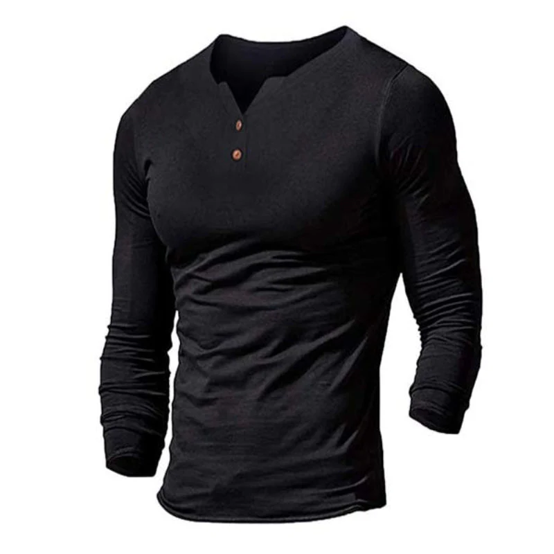 Men's solid color long sleeve T-shirt W - Image 4