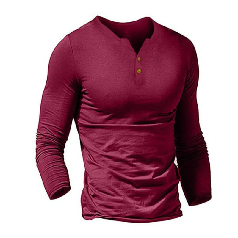 Men's solid color long sleeve T-shirt W - Image 6