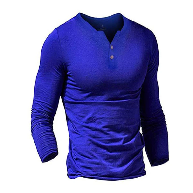 Men's solid color long sleeve T-shirt W - Image 7