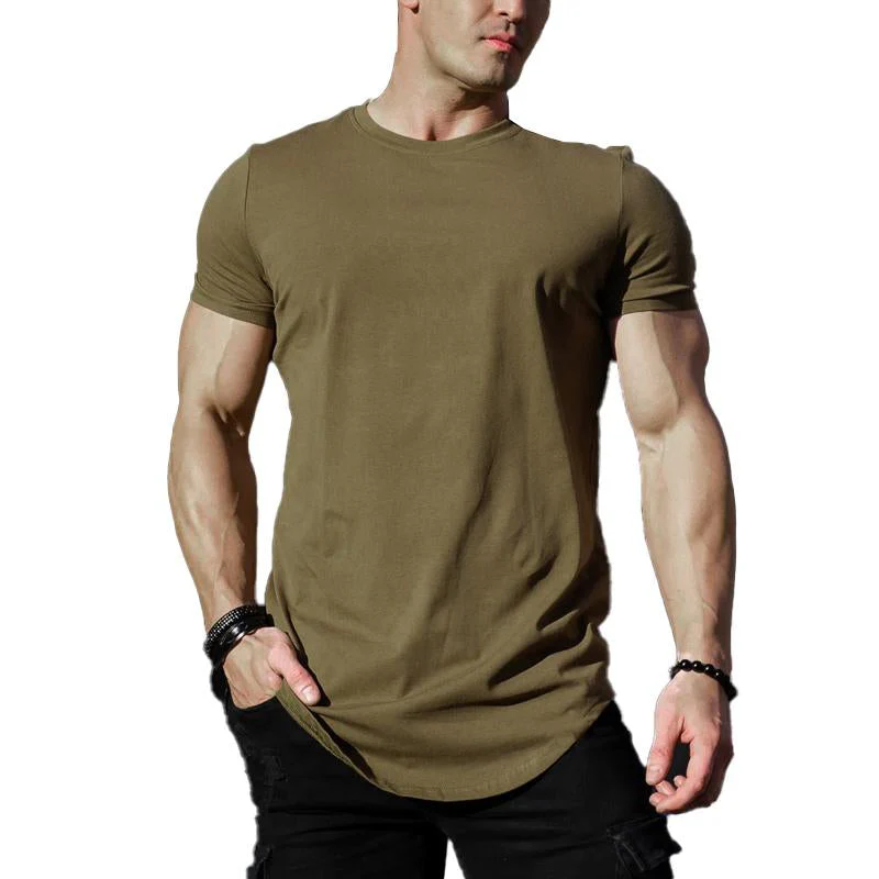 Men's Solid Color Loose Rond Neck Short Sleeve T-Shirt - Image 12