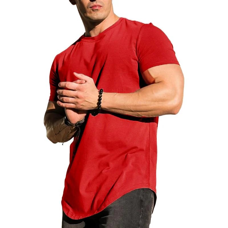 Men's Solid Color Loose Rond Neck Short Sleeve T-Shirt - Image 3