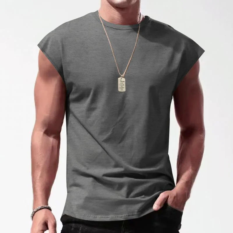 Men's Solid Loose Sleeveless  Sports T-shirt - Image 10