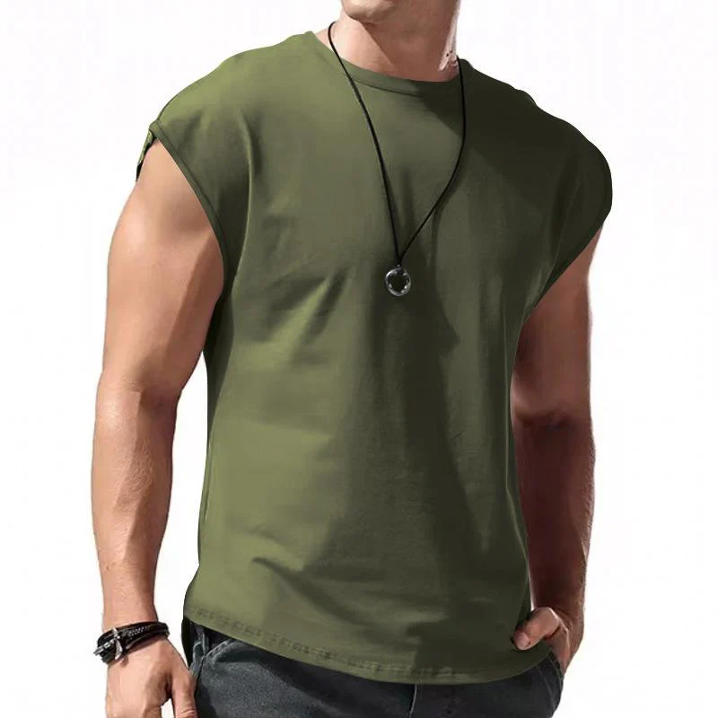 Men's Solid Loose Sleeveless  Sports T-shirt - Image 2