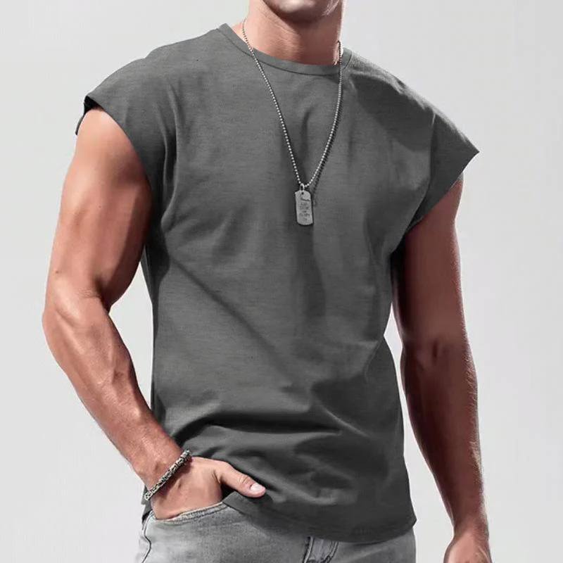 Men's Solid Loose Sleeveless  Sports T-shirt - Image 3