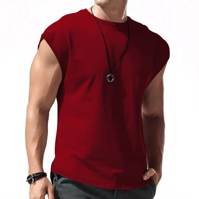 Men's Solid Loose Sleeveless  Sports T-shirt - Image 4