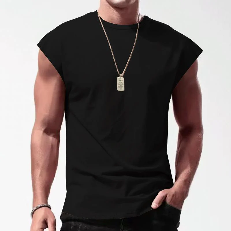 Men's Solid Loose Sleeveless  Sports T-shirt - Image 5