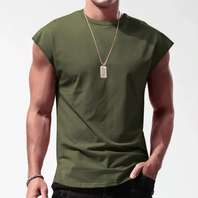 Men's Solid Loose Sleeveless  Sports T-shirt - Image 6