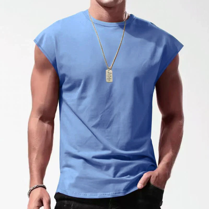 Men's Solid Loose Sleeveless  Sports T-shirt - Image 7