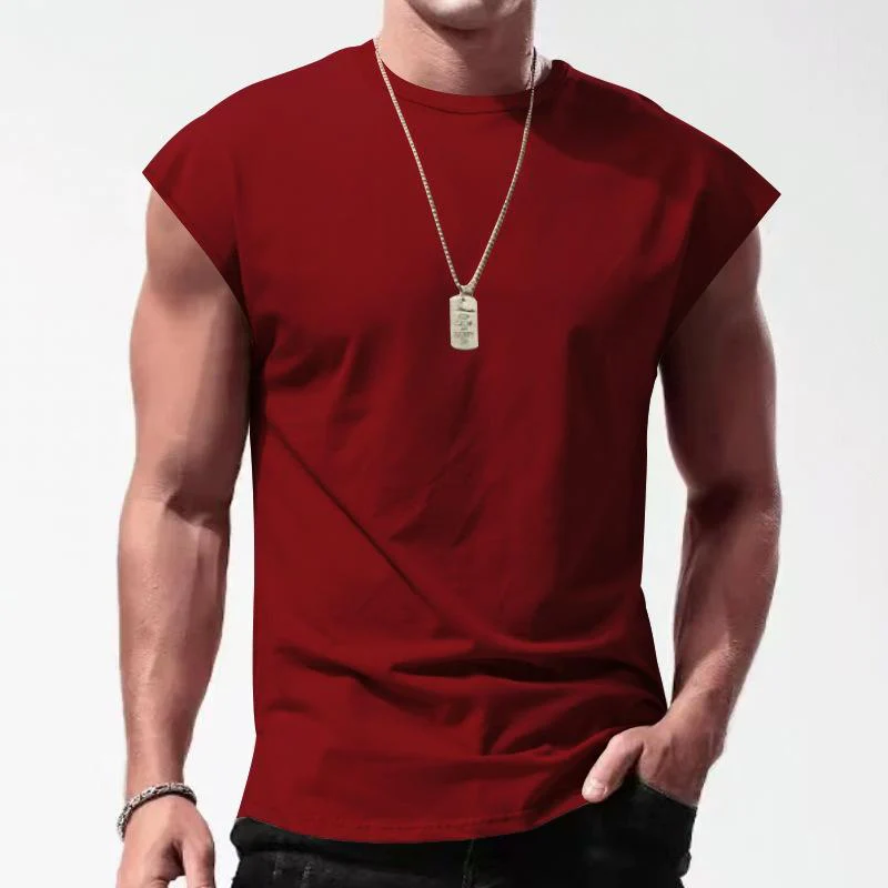 Men's Solid Loose Sleeveless  Sports T-shirt - Image 8