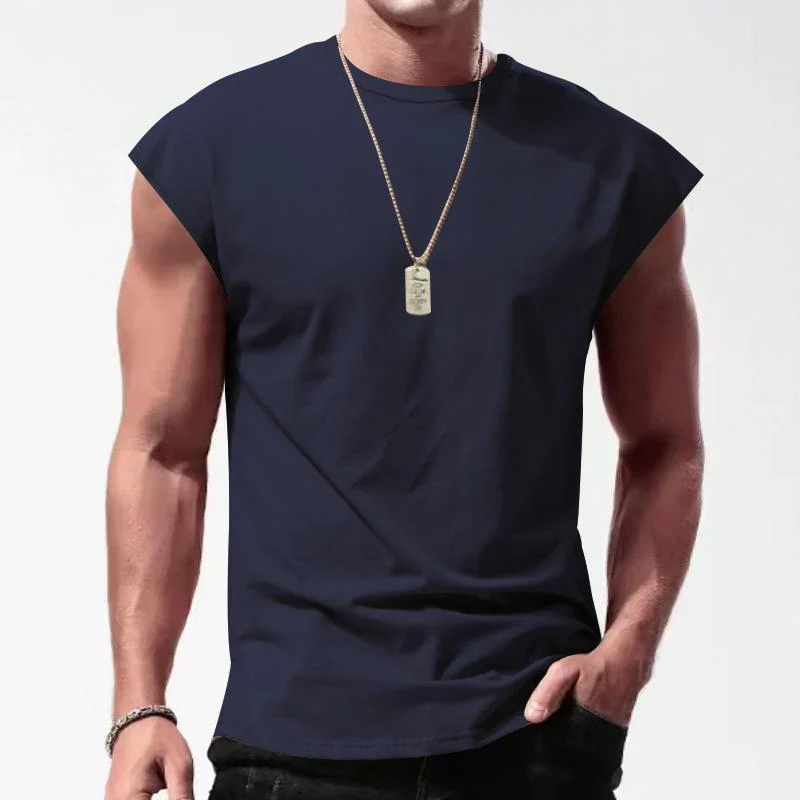 Men's Solid Loose Sleeveless  Sports T-shirt - Image 9