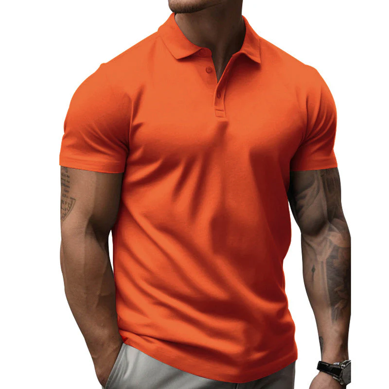 Men's Solid SliLapel Short Sleeve Casal Polo Shirt - Image 10