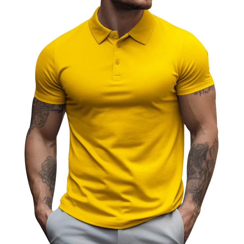 Men's Solid SliLapel Short Sleeve Casal Polo Shirt - Image 18