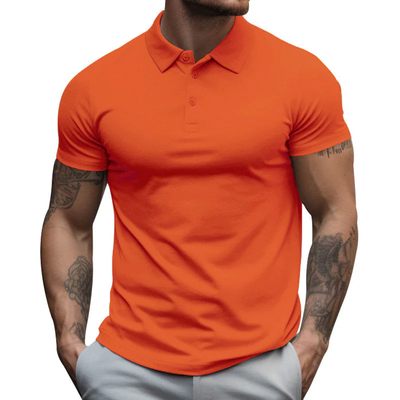 Men's Solid SliLapel Short Sleeve Casal Polo Shirt - Image 19